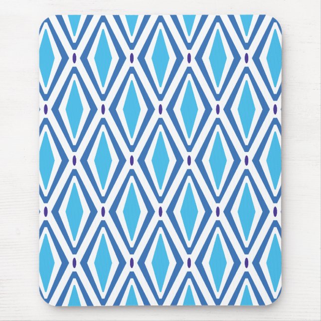 Doppeltes Retro-Diamantmuster (blau) Mousepad (Vorne)