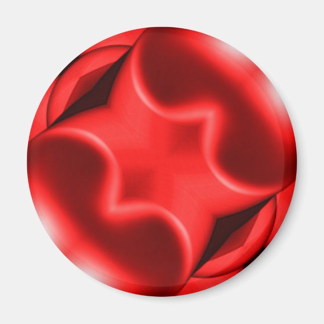 Doppeltes Rotes Herz Magnet (Vorne)