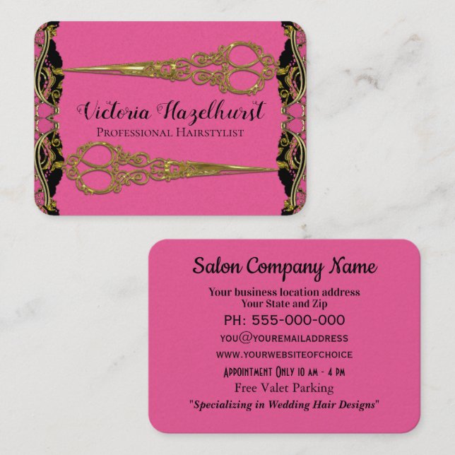 Doppeltes Scissors Paris-Perlen-Barock Hairstyist Visitenkarte (Vorne/Hinten)
