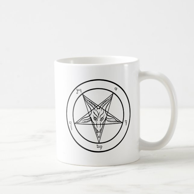 Doppeltes Sigil Baphomet klassischer weißer Tasse (Rechts)