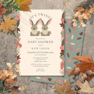 Doppeltes Waldtiere-Baby-Shower-Sprinkle Einladung