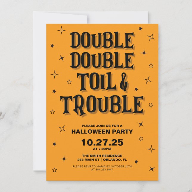 Doppeltoilette und problemloses Halloween-Party Einladung (Vorderseite)