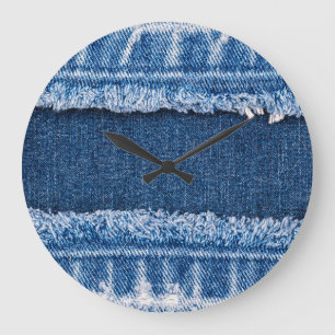 Doppelton-gebleichter Denim-Stoffrahmen Große Wanduhr