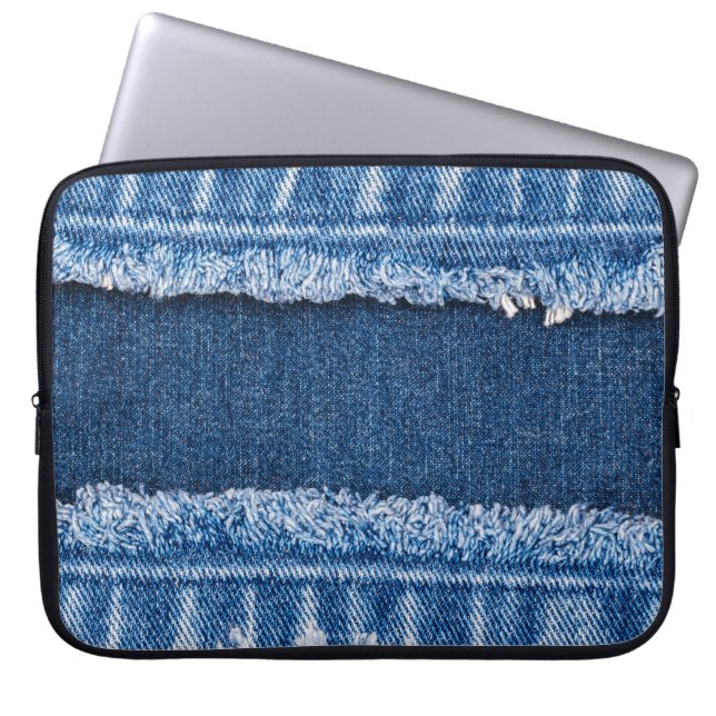 Doppelton-gebleichter Denim-Stoffrahmen Laptopschutzhülle (Vorderseite)