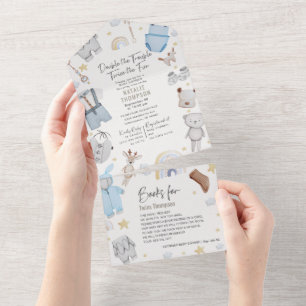 Doppeltrouble Bekleidung Zwillingsboys & Books Bab All In One Einladung