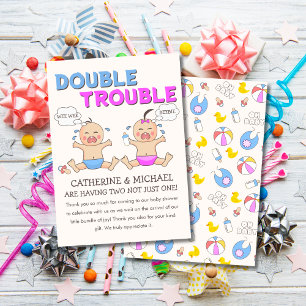 Doppeltrouble Twin Boy & Girl Baby Dusche Dankeskarte