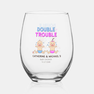 Doppeltrouble Twin Boy & Girl Baby Dusche Weinglas Ohne Stiel