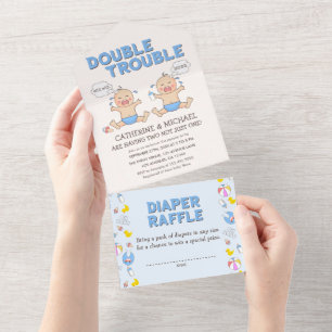 Doppeltrouble Twin Boys Babydusche All In One Einladung