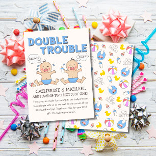 Doppeltrouble Twin Boys Babydusche Dankeskarte