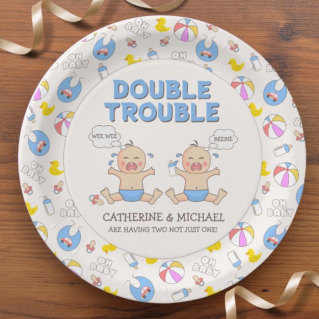 Doppeltrouble Twin Boys Babydusche Pappteller (Von Creator hochgeladen)