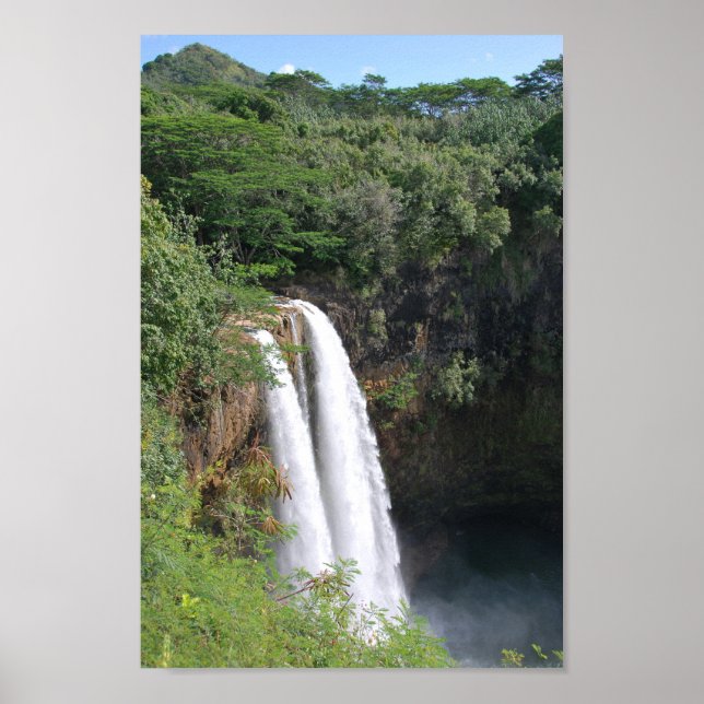 Doppelwasserfall, Wailua Falls Kauai Hawaii Poster (Vorne)