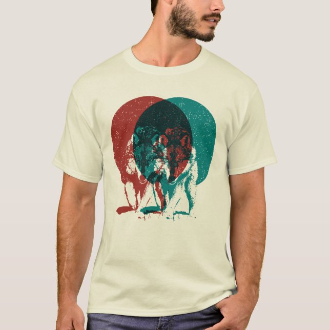 Doppelwolf in der Nacht T-Shirt (Vorderseite)