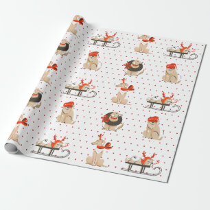 Doppy Puppy Red Dot Muster Weihnachtswrapping Pape Geschenkpapier