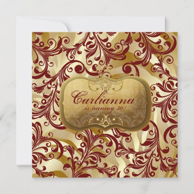 d'or 311-Jardin mit Zebra-Rot-Einladung Einladung (Vorderseite)