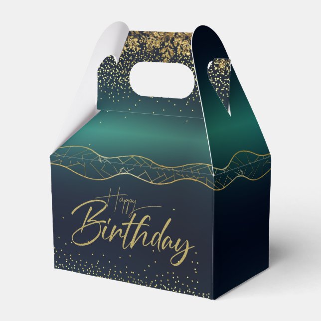 dorado  con turquesa para cumple   geschenkschachtel (Vorderseite)