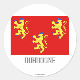 Dordogne-Flagge mit Namen Runder Aufkleber