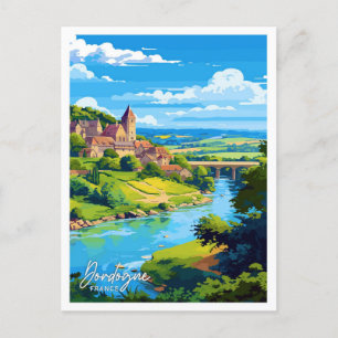 Dordogne Frankreich Reise Vintage-Illustration Postkarte