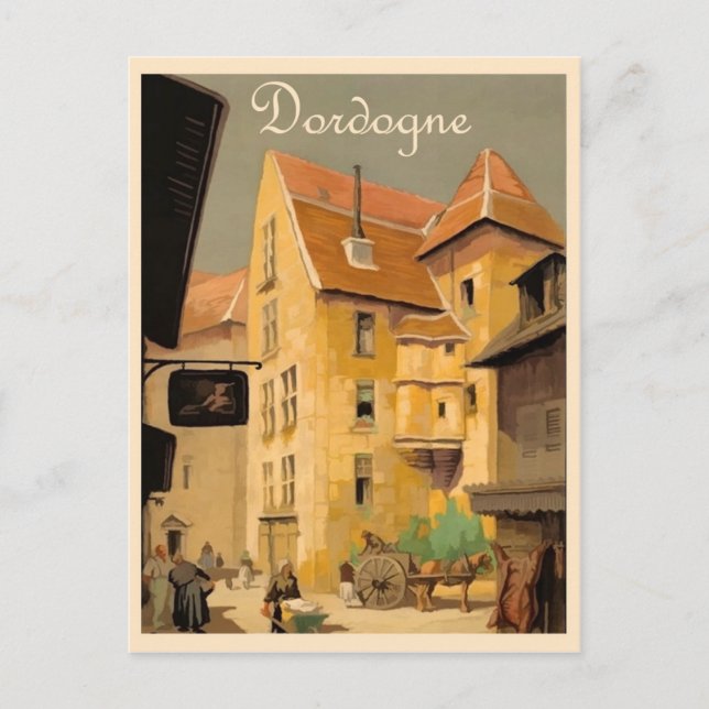 Dordogne-Tour, Stadt, Häuser, Frankreich, Vintage- Postkarte (Vorderseite)