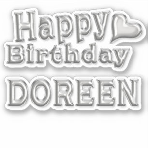Doreen Happy Birthday silver Aufkleber Sticker