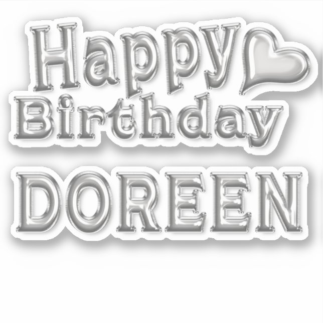 Doreen Happy Birthday silver Aufkleber Sticker (Vorderseite)