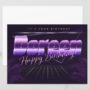 Doreen Name Vorname lila retro Karte Geburtstag