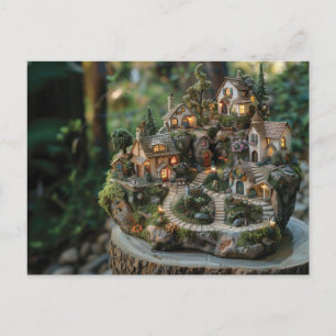 Dorf am Baumstamm Postkarte
