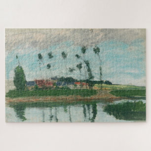 Dorf am Rande eines Teiches (1869) von Pissarro Puzzle