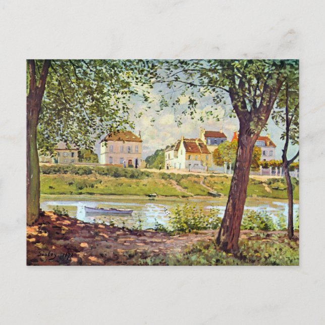 Dorf am Seine-Ufer von Alfred Sisley Postkarte (Vorderseite)