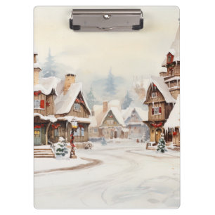Dorf an einem Weihnachtstag Klemmbrett