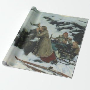 Dorf Burnt im Winter (von Albert Edelfelt) Geschenkpapier