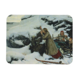 Dorf Burnt im Winter (von Albert Edelfelt) Magnet