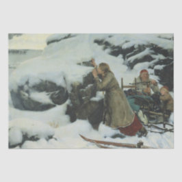 Dorf Burnt im Winter (von Albert Edelfelt) Seidenpapier