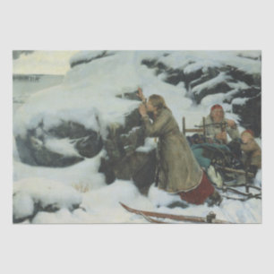 Dorf Burnt im Winter (von Albert Edelfelt) Seidenpapier