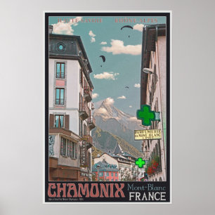 Dorf Chamonix (schwarz) Poster