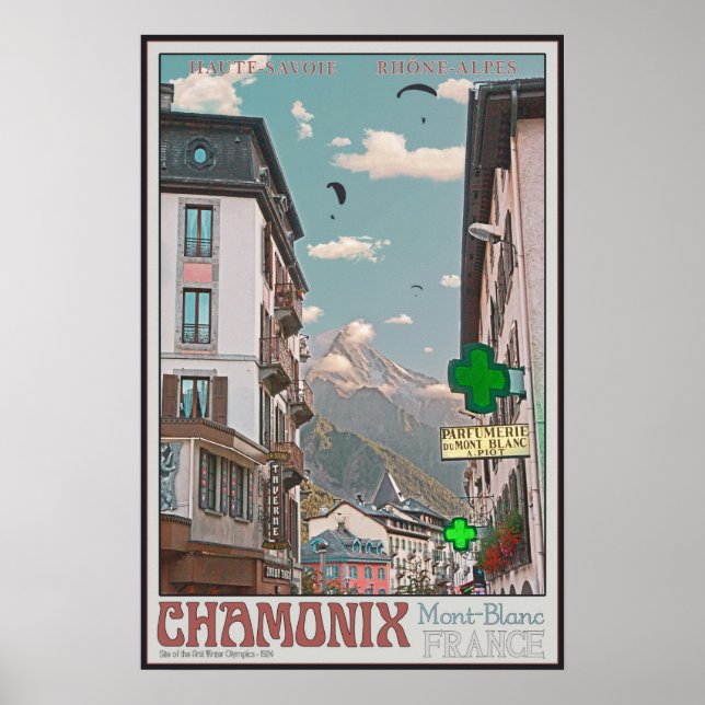 Dorf Chamonix (weiß) Poster (Vorne)
