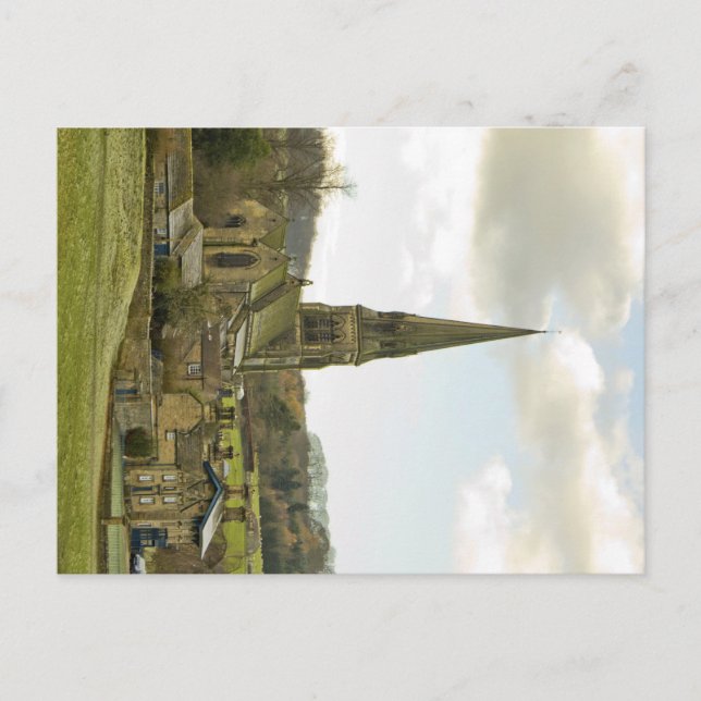 Dorf Edensor und Kirche - Postkarte (Vorderseite)