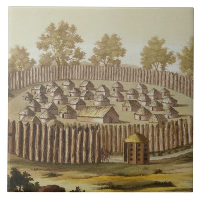 Dorf eines einheimischen Stammes in Florida, Fliese (Vorderseite)