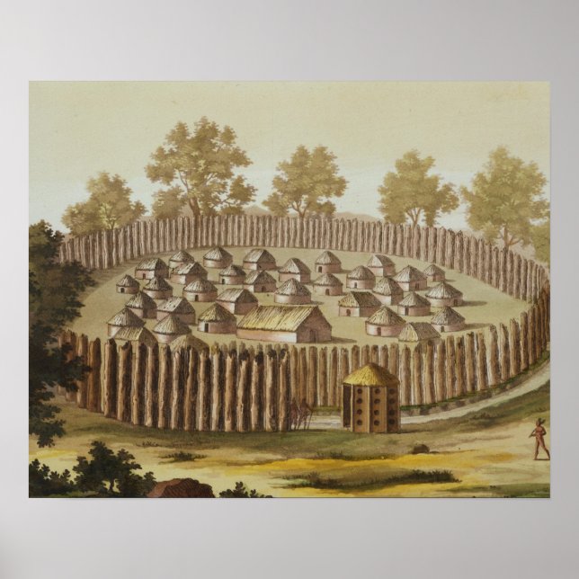 Dorf eines indigenen Stammes in Florida, gravieren Poster (Vorne)