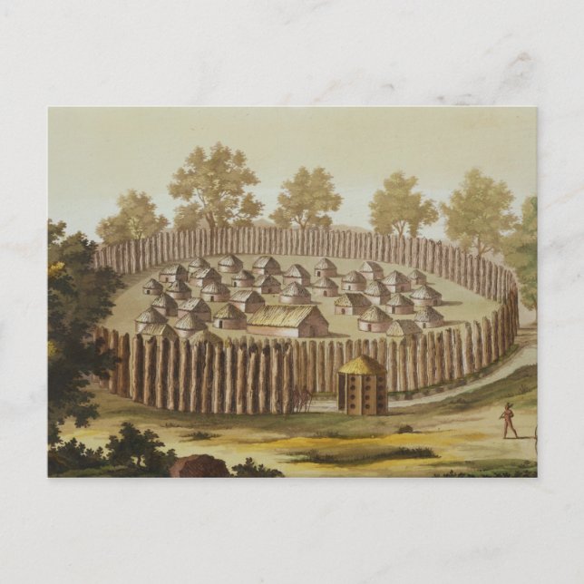 Dorf eines indigenen Stammes in Florida, gravieren Postkarte (Vorderseite)