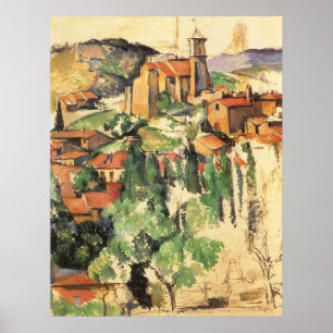 Dorf Gardanne von Paul Cezanne, Vintage Kunst Poster