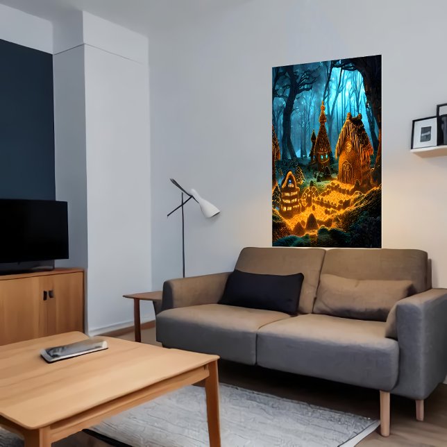 Dorf Gingerbread im dunklen Wald | Art der AI Poster (Von Creator hochgeladen)