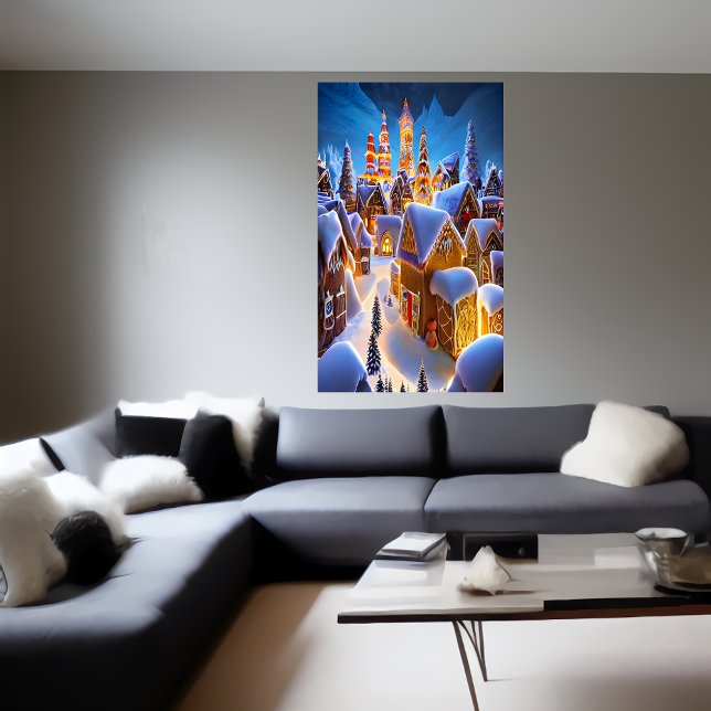 Dorf Gingerbread im Schnee | AI Art Poster (Von Creator hochgeladen)