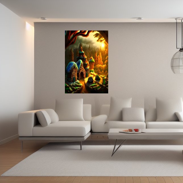 Dorf Gingerbread im Wald | AI Art Poster (Von Creator hochgeladen)