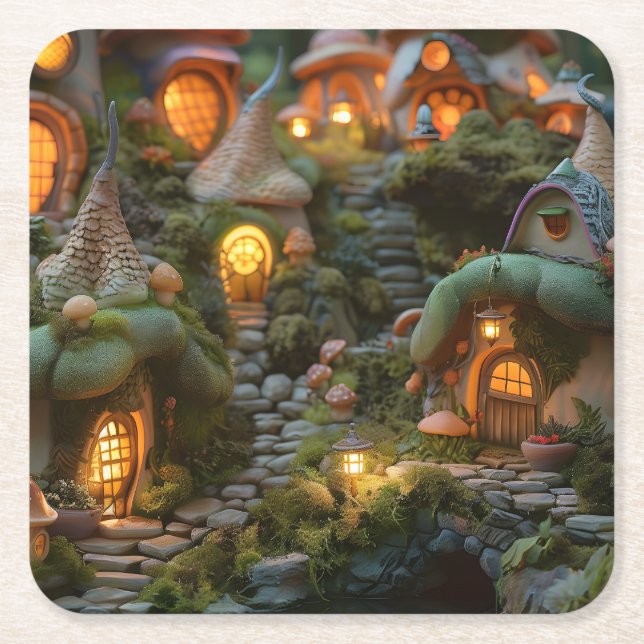 Dorf Gnome Rechteckiger Pappuntersetzer (Vorderseite)