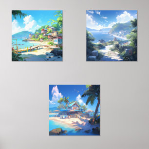 Dorf in Küstenstadt Bilderwand Sets