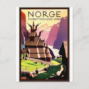 Dorf in Norwegen, Nordeuropa, Vintage-Reise Postkarte