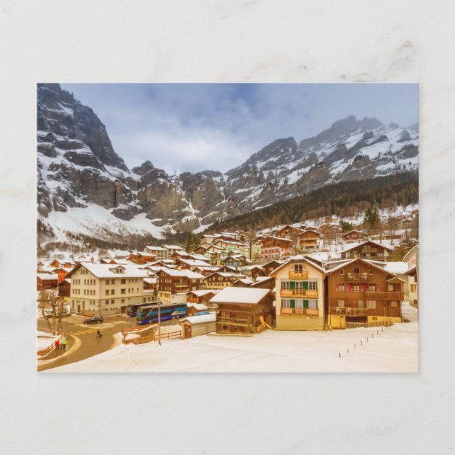 Dorf Leukerbad, Schweiz Postkarte (Vorderseite)