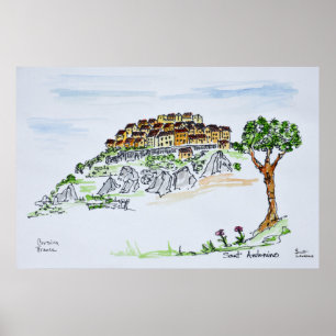 Dorf Sant'Antonino Korsika, Frankreich Poster