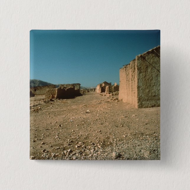 Dorf-Straße mit Häusern Button (Vorderseite)