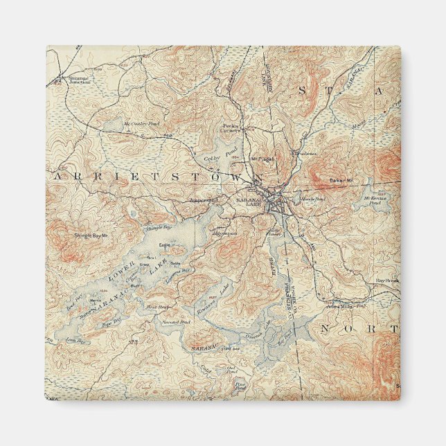 Dorf und Gebiet des Saranac Sees in Adirondacks Magnet (Vorne)